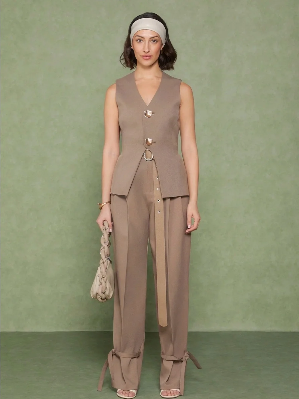 Maniere de voir simone waistcoat Taupe size 8 NWT - Picture 2 of 7